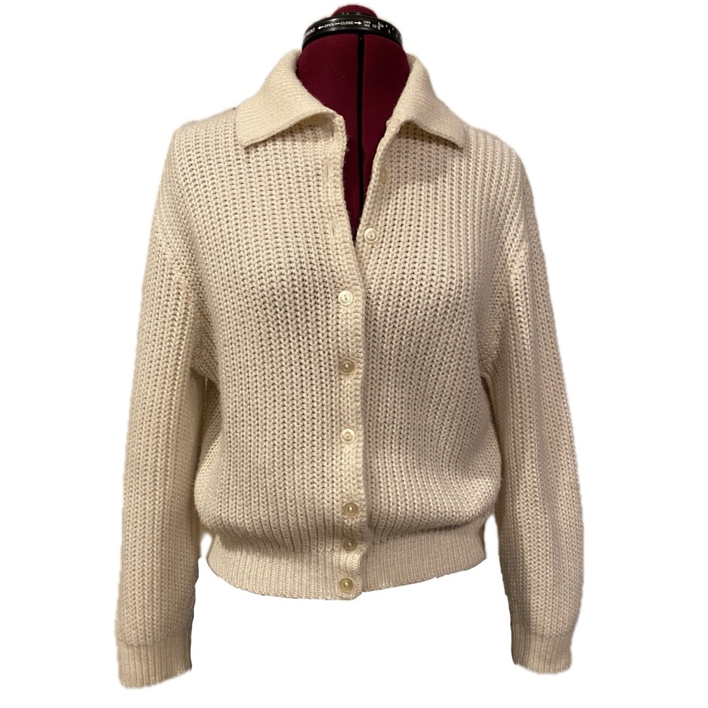 Cozy Cardigan Sweater in Cream, Chunky Knit
